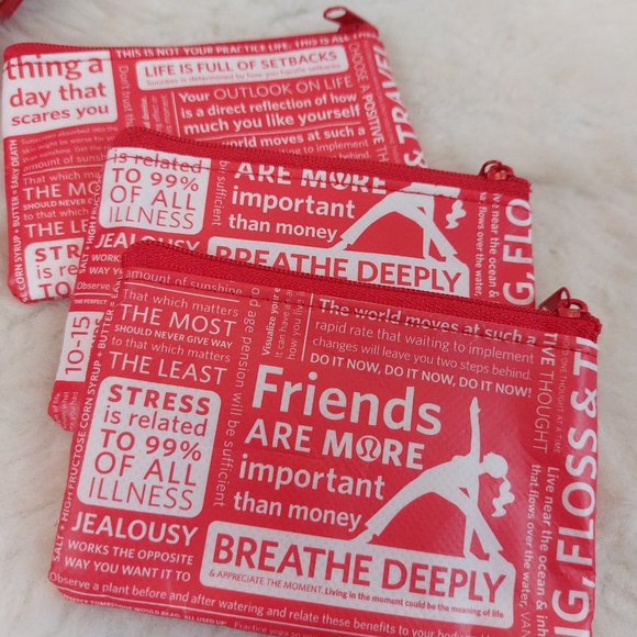 Lululemon Red Slogan Zipper Closure Coin/Card Holder Pouch - Picture 3 of 9